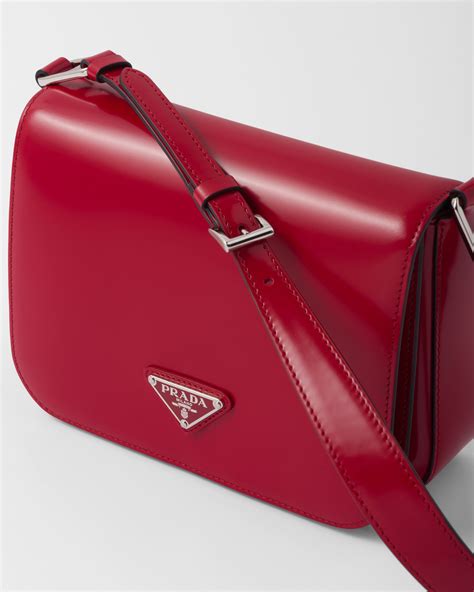 brushed leather shoulder bag prada